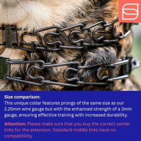 Herm Sprenger Black Stainless Steel ULTRA-PLUS Training Collar with swivel and ring, short version, 3.0 mm , 50 cm (20")