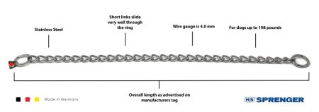 Herm Sprenger Stainless Steel Choke Chain Slip Collar 4mm