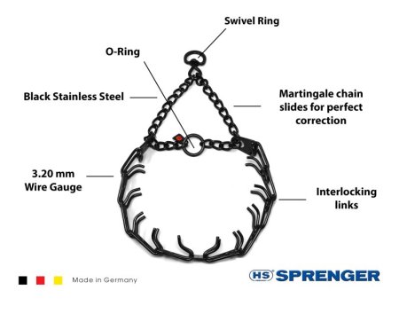 Herm Sprenger Black Stainless Steel Prong Collar with Swivel