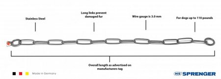 Herm Sprenger Stainless Steel Long Link Fur Saver 3mm