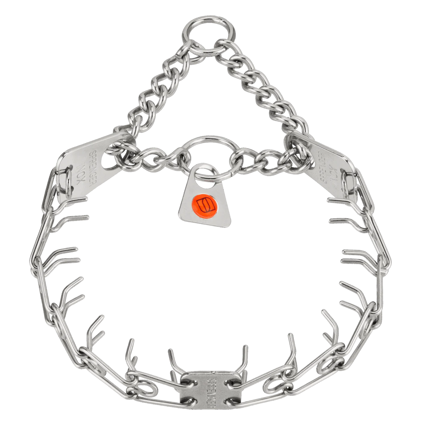 MICRO-PLUS Training Prong Collar with Center-Plate and Assembly Chain - Stainless steel, 1.5 mm, 32 cm / 13"
