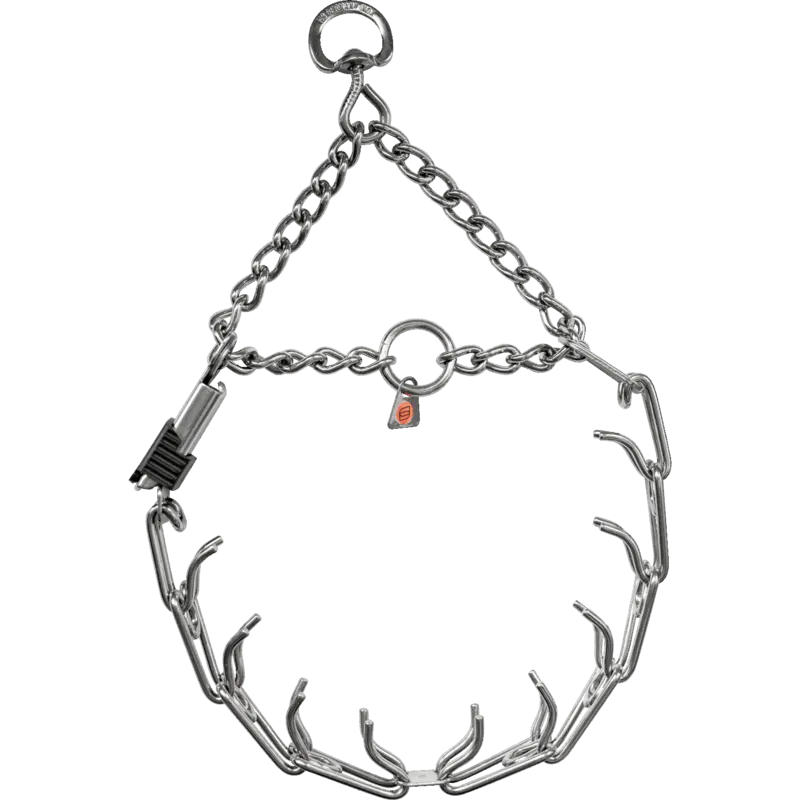 ULTRA-PLUS Training Collar with Center-Plate, Assembly Chain and ClicLock - Stainless steel Prong Collar