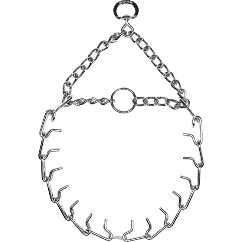 ULTRA-PLUS Prong Collar with Center-Plate, Assembly Chain, Swivel and ring - Steel chrome-plated, 3.0 mm - short version, 60