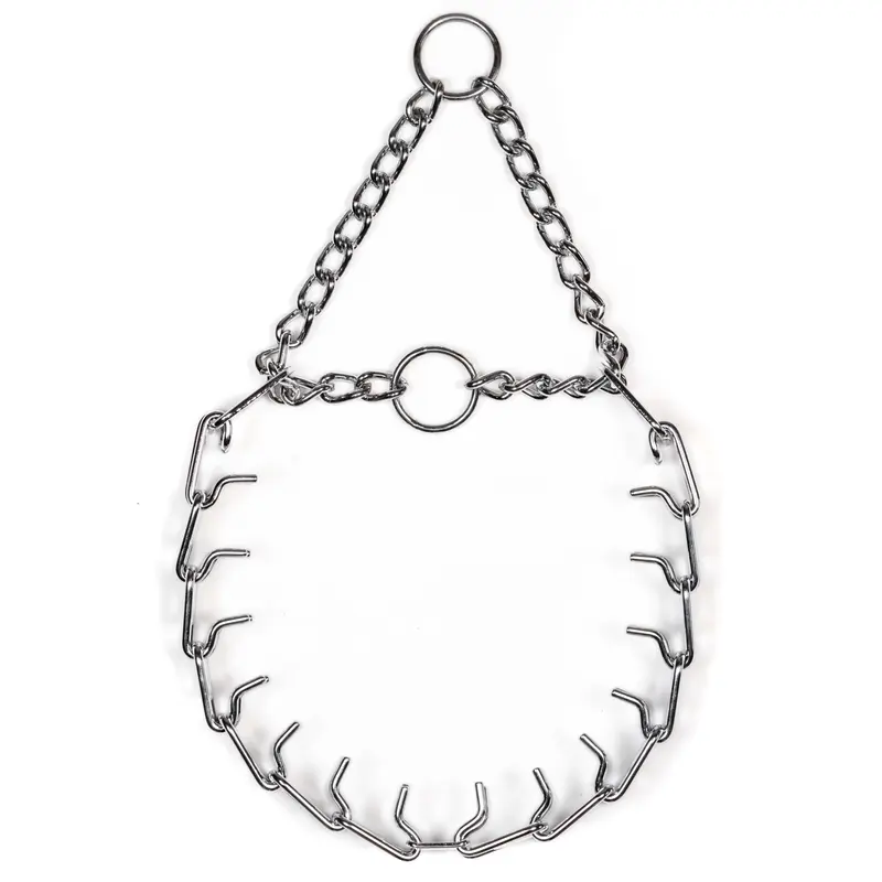ULTRA-PLUS Training Prong Collar with Center-Plate 2 rings - Steel chrome-plated 3.00 mm - short version 24" (60cm)