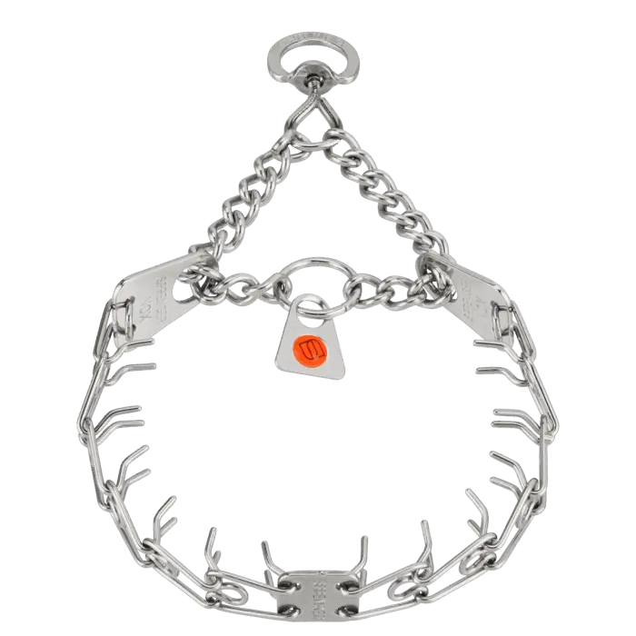 MICRO-PLUS Training Prong Collar with Center-Plate and Assembly Chain and Swivel - Stainless steel, 1.5 mm, 32 cm / 13"