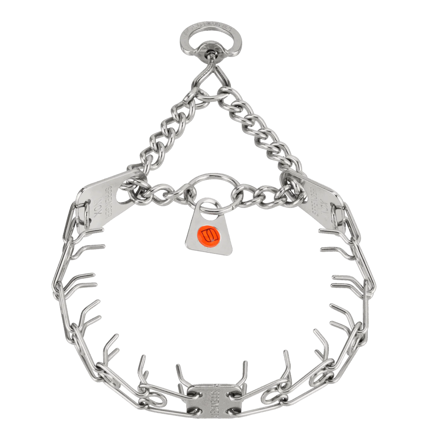 MICRO-PLUS Training Prong Collar with Center-Plate and Assembly Chain and Swivel - Stainless steel, 1.5 mm, 32 cm / 13"