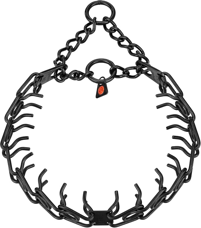 Herm Sprenger Black Stainless Steel ULTRA-PLUS Training Collar with swivel and ring, short version, 3.0 mm , 50 cm (20")