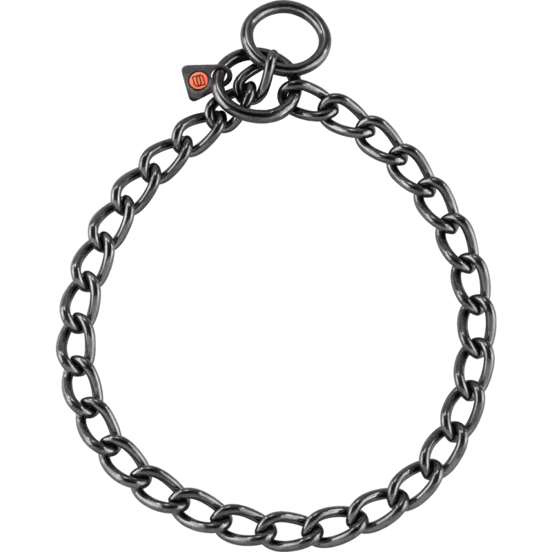 Herm Sprenger Black Stainless Steel Choke Chain 4mm Slip Collar