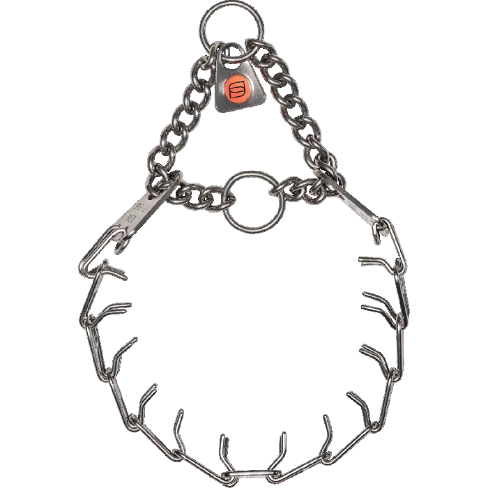 MICRO-PLUS Training Prong Collar with Center-Plate and Assembly Chain - Stainless steel, 1.5 mm, 32 cm / 13"